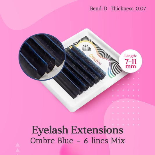 Eyelash extensions Ombre "Blue" - 6 lines MINI MIX (D 0.07 7-11mm)