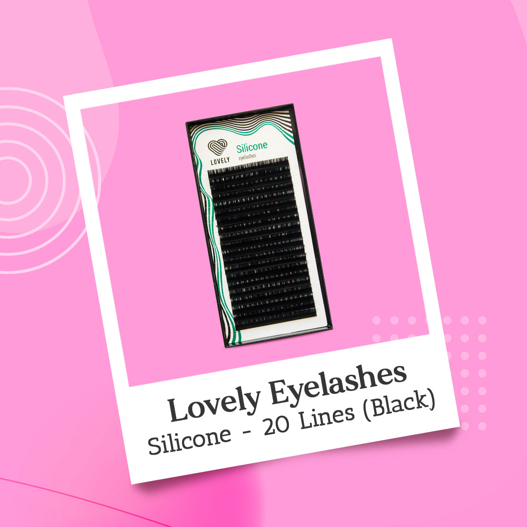Eyelash Extensions Lovely "Silicone" Black - 20 lines - MIX (M 0.12 8-15mm)