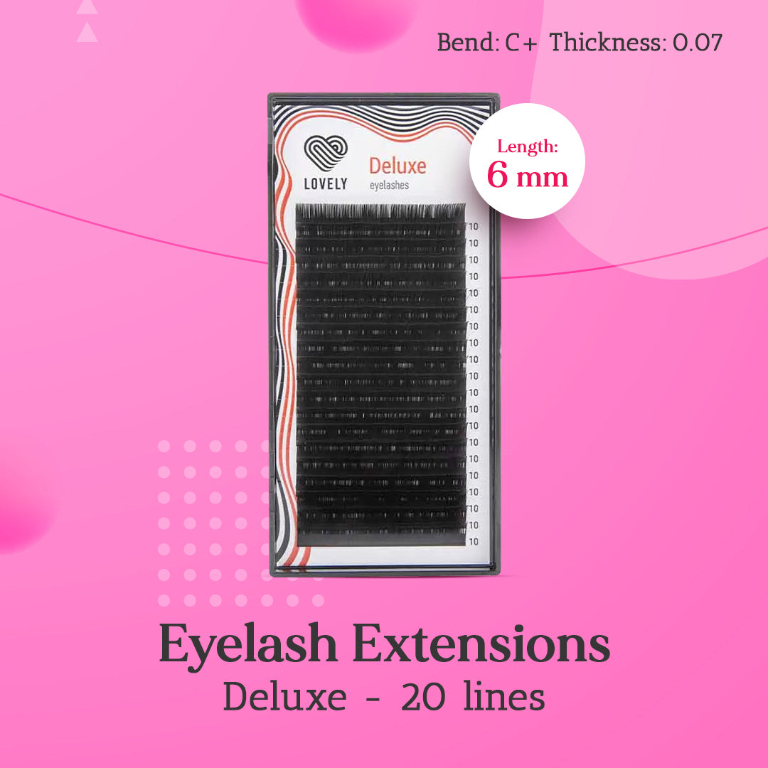 Eyelash extensions Deluxe  “Black”  20 lines (C+ 0.07 06mm)