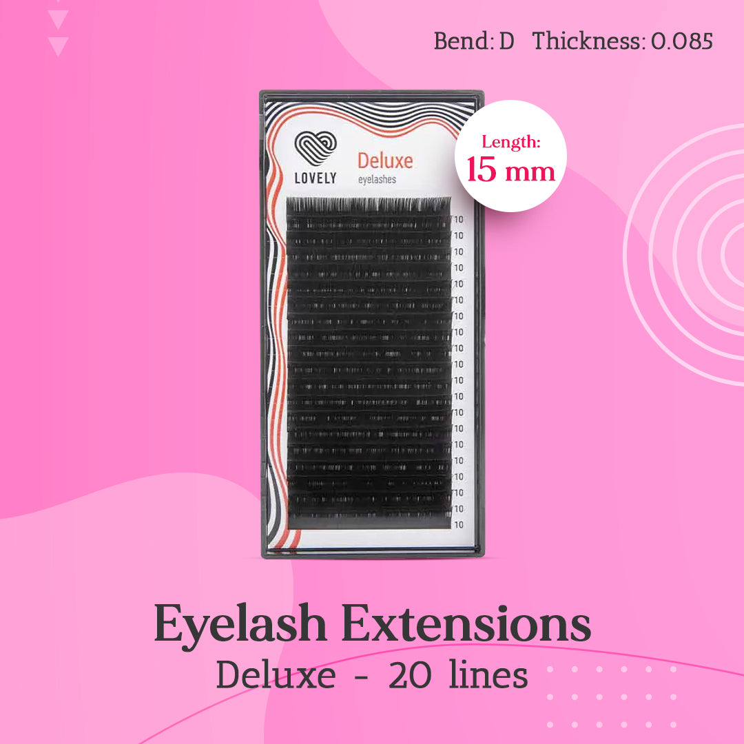 Eyelash extensions Deluxe  “Black”  20 lines - (D 0.085 15mm)