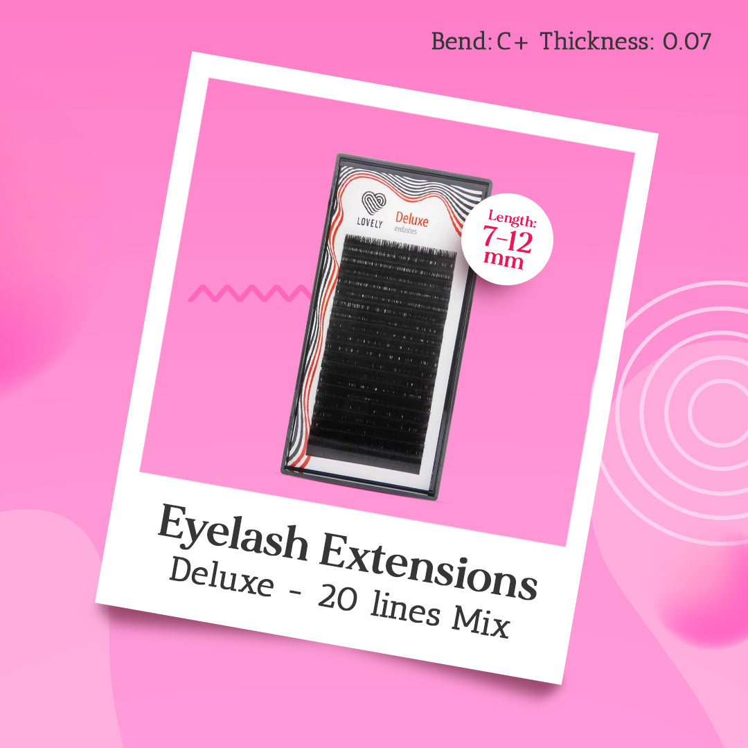 Eyelash extensions Lovely Deluxe “Black” 20 lines MIX (C+ 0.07 7-12mm)