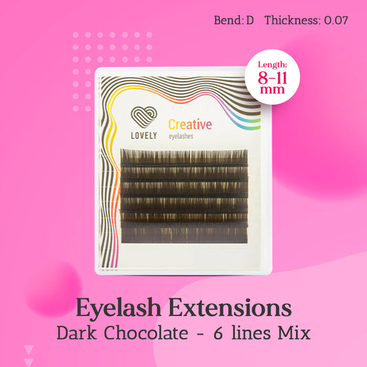 Eyelash extensions Lovely “Dark chocolate ” MIX 6 lines