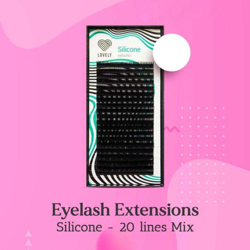 Eyelash Extensions Lovely "Silicone" Black - 20 lines - Separate  -   D