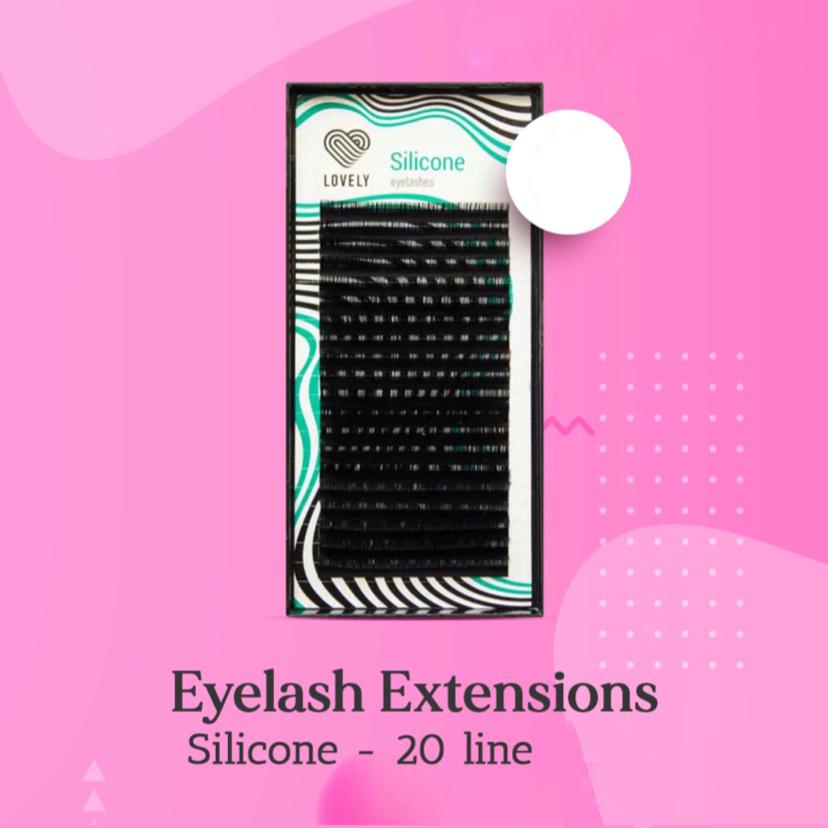 Eyelash Extensions Lovely "Silicone" Black - 20 lines - Separate  -   C