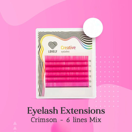 Eyelash Extensions Lovely Creative “Crimson” MIX 6 lines - C 0.07 7-11 mm