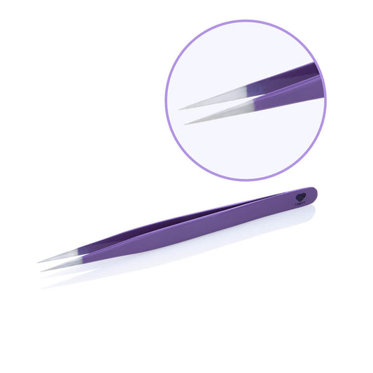 Colored eyelash extension tweezers Lovely, (Black, Violet)- Straight